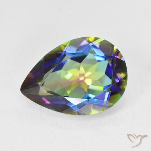 4.90ct 天然 マルチカラー ミスティッククォーツ, 洋梨の形, VVS