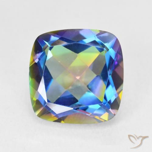 6.98ct 天然 マルチカラー ミスティッククォーツ, クッション, VVS