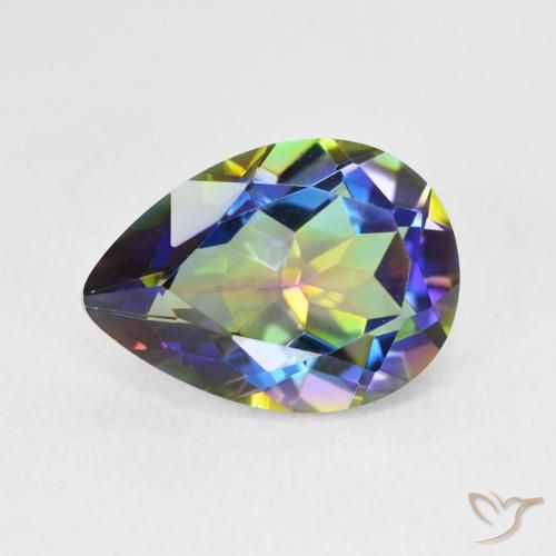 5.05ct 天然 マルチカラー ミスティッククォーツ, 洋梨の形, VVS