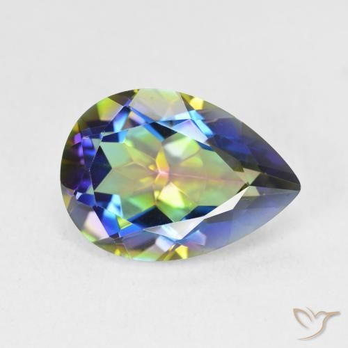 5.07ct 天然 マルチカラー ミスティッククォーツ, 洋梨の形, VVS