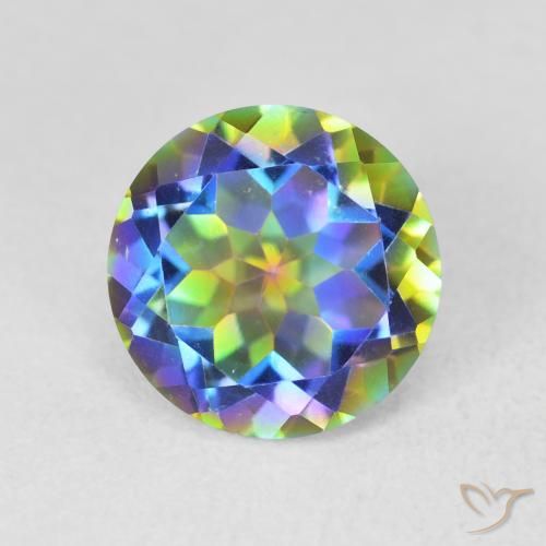 3.43ct 天然 マルチカラー ミスティッククォーツ, ラウンド, VVS