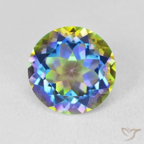 3.59ct 天然 マルチカラー ミスティッククォーツ, ラウンド, VVS