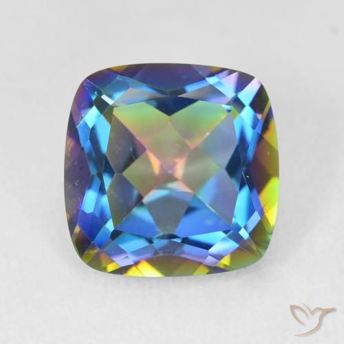 6.80ct 天然 マルチカラー ミスティッククォーツ, クッション, VVS