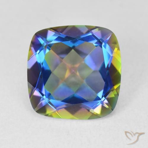 6.64ct 天然 マルチカラー ミスティッククォーツ, クッション, VVS