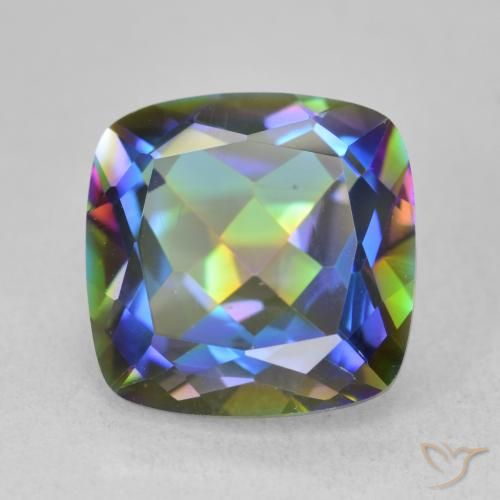 6.55ct 天然 マルチカラー ミスティッククォーツ, クッション, VVS