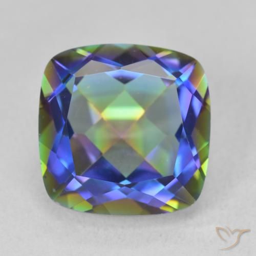 6.71ct 天然 マルチカラー ミスティッククォーツ, クッション, VVS