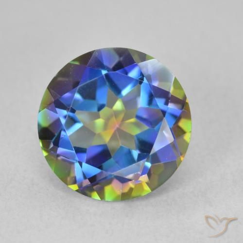 3.40ct 天然 マルチカラー ミスティッククォーツ, ラウンド, VVS