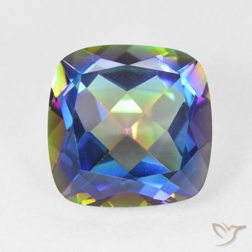 6.91ct 天然 マルチカラー ミスティッククォーツ, クッション, VVS