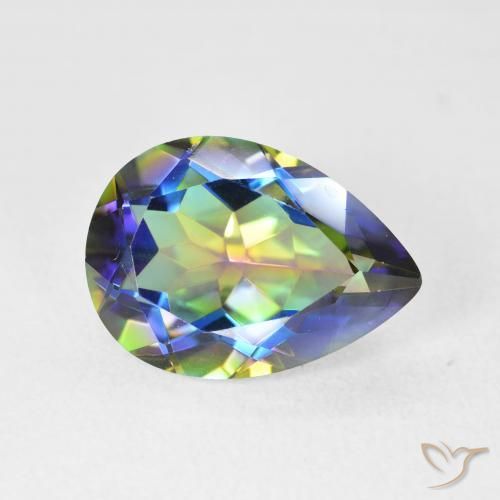 5.12ct 天然 マルチカラー ミスティッククォーツ, 洋梨の形, VVS
