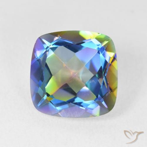 6.98ct 天然 マルチカラー ミスティッククォーツ, クッション, VVS