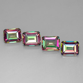 カラットの天然トップレインボーミスティックトパーズ（10×8 mm・エメラルドカット）