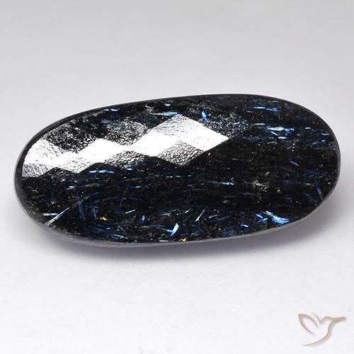 44.38ct 天然 ブルースパークルがかった黒 ヌーマイト, 楕円形, オペーク