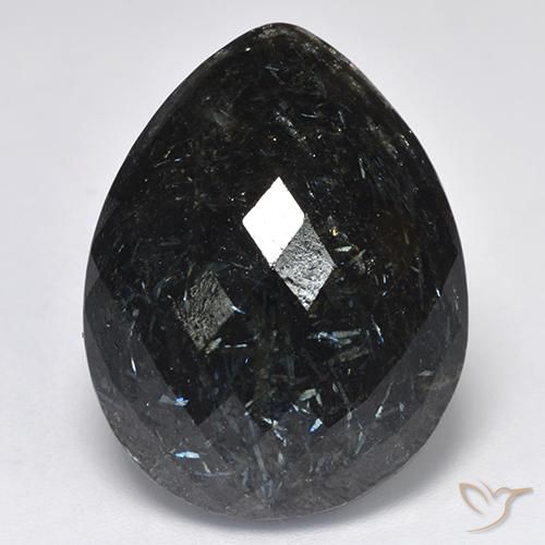 28.73ct 天然 ブルースパークルがかった黒 ヌーマイト, 洋梨の形, オペーク