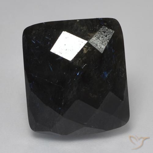 14.54ct 天然 ブルースパークルがかった黒 ヌーマイト, クッション, オペーク