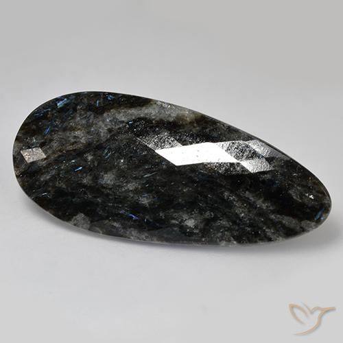 35.82ct 天然 ブルースパークルがかった黒 ヌーマイト, 洋梨の形, オペーク