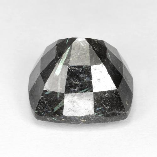 12.07カラットの天然ブルースパークルがかった黒ヌーミット（13.2×12.5 mm・クッションカット）