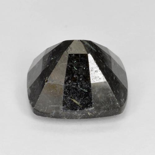 7.92カラットの天然ブルースパークルがかった黒ヌーミット（12.1x11.3 mm・クッションカット）