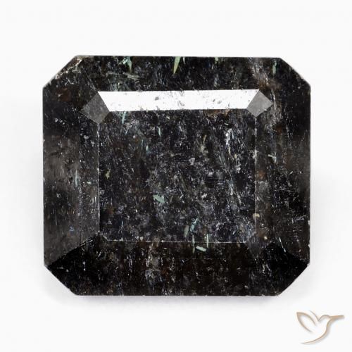 26.45ct 天然 ブルースパークルがかった黒 ヌーマイト, エメラルドカット, オペーク