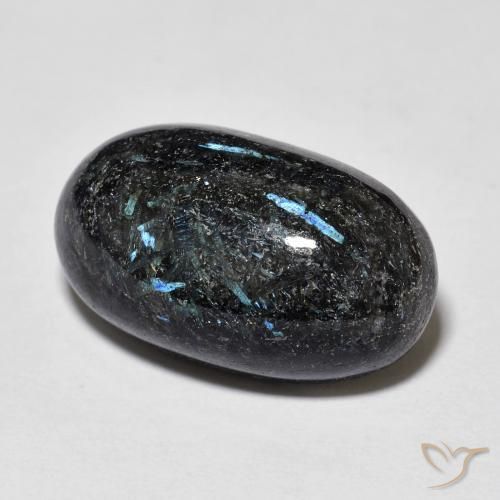 15.01ct 天然 ブルースパークルがかった黒 ヌーマイト, 楕円形, オペーク