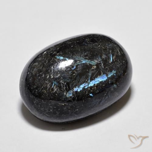 16.00ct 天然 ブルースパークルがかった黒 ヌーマイト, 楕円形, オペーク