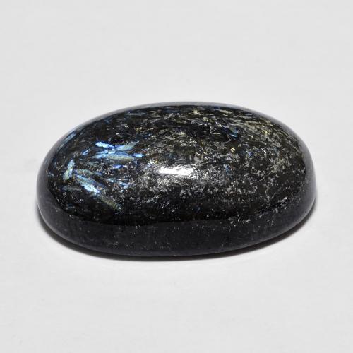 11.98カラットの天然ブルースパークルがかった黒ヌーミット（18×11.4 mm・オーバルカット）