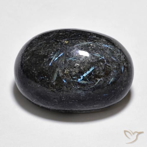 25.34ct 天然 ブルースパークルがかった黒 ヌーマイト, 楕円形, オペーク
