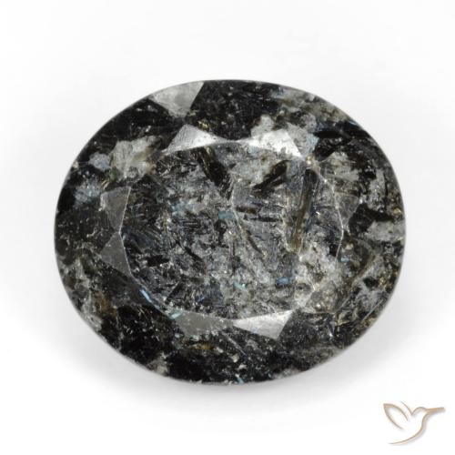 15.51ct 天然 ブルースパークルがかった黒 ヌーマイト, 楕円形, オペーク