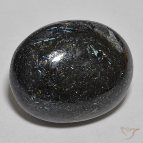 24.48ct 天然 ブルースパークルがかった黒 ヌーマイト, 楕円形, オペーク