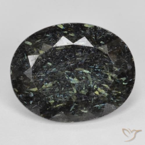 12.87ct 天然 ブルースパークルがかった黒 ヌーマイト, 楕円形, オペーク
