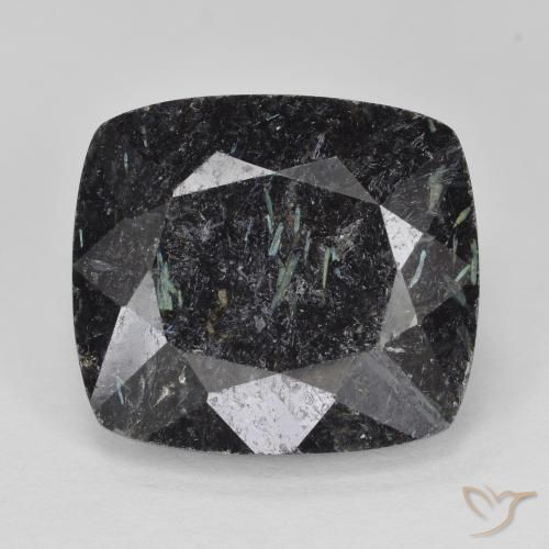 11.41ct 天然 ブルースパークルがかった黒 ヌーマイト, クッション, オペーク