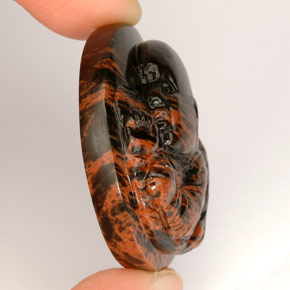 66.88カラットの天然マホガニーオブシディアン（32.2×28.5 mm・ファンシーシェイプ）