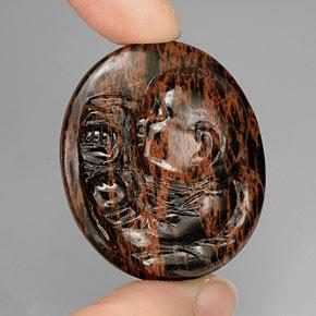 66.17カラットの天然マホガニーオブシディアン（33.6×28.7 mm・オーバルカット）