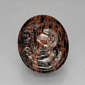 66.17カラットの天然マホガニーオブシディアン（33.6×28.7 mm・オーバルカット）