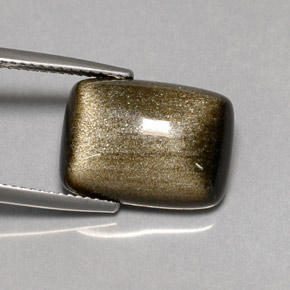 7.58カラットの天然ゴールドの輝き黒曜石、クッションカット、オペーク