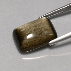 7.58カラットの天然ゴールドの輝き黒曜石、クッションカット、オペーク