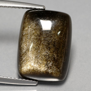 7.76カラットの天然ゴールドシーンオブシディアン（15.8×11.7 mm・クッションカット）