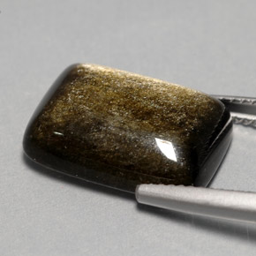 7.76カラットの天然ゴールドシーンオブシディアン（15.8×11.7 mm・クッションカット）