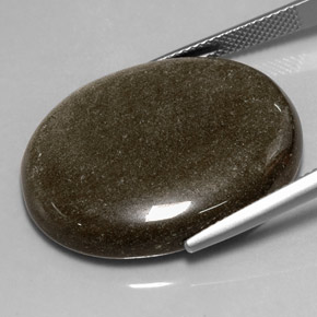 30.57カラットの天然ゴールドの輝き黒曜石、オーバルカット、オペーク
