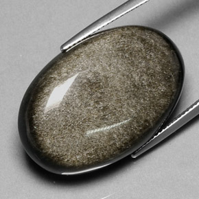 35.47カラットの天然ゴールドの輝き黒曜石、オーバルカット、オペーク