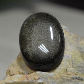 31.38カラットの天然ブラックゴールドシーンオブシディアン（26.6×19.6 mm・オーバルカット）