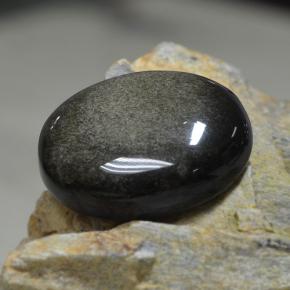 31.38カラットの天然ブラックゴールドシーンオブシディアン（26.6×19.6 mm・オーバルカット）