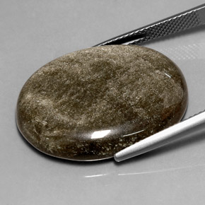 23.77カラットの天然ゴールドの輝き黒曜石、オーバルカット、オペーク