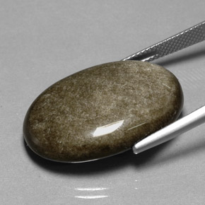 24.01カラットの天然ゴールドシーンオブシディアン（27.1×18.7 mm・オーバルカット）