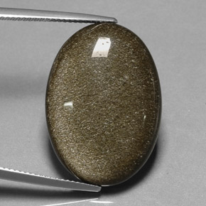 18.91カラットの天然ゴールドの輝き黒曜石、オーバルカット、オペーク