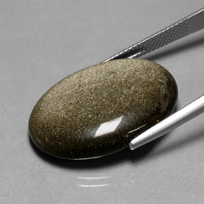 18.91カラットの天然ゴールドの輝き黒曜石、オーバルカット、オペーク