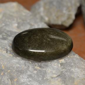 26.69カラットの天然薄い黒がかった茶色オブシディアン（27.9×19.2 mm・オーバルカット）