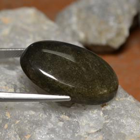 26.69カラットの天然薄い黒がかった茶色オブシディアン（27.9×19.2 mm・オーバルカット）