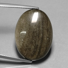 16.44カラットの天然ゴールドシーンオブシディアン（25.1×18.3 mm・オーバルカット）