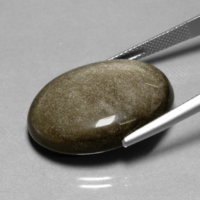 22.53カラットの天然ゴールドの輝き黒曜石、オーバルカット、オペーク