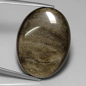 26.13カラットの天然グレー＆ブラックオブシディアン（28.5×21.3 mm・オーバルカット）